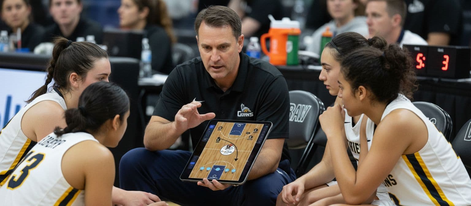 Coach showing plays on CoachesPad iPad app during a timeout